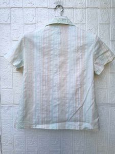 Korean Pinterest Classic Stripped Ruffled Shirt