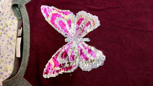Burgundy Sweater with Butterfly Design