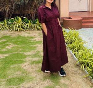 Chic Burgundy Shirt Dress