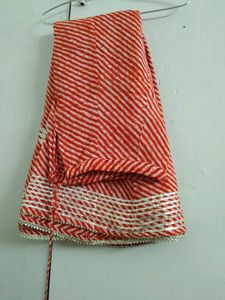 Red Striped Leheriya Skirt