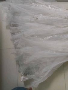 heavy flared White Anarkali Gown