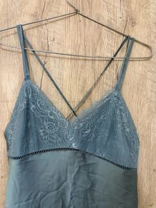 Elegant Blue Lace Trim Nightgown