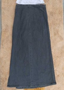 charcoal grey Dark Wash Denim Maxi Skirt