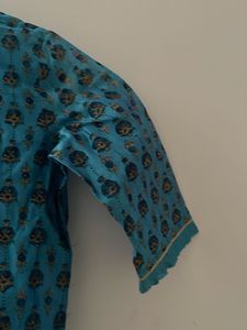 Teal Printed Kurta with Intricate Design