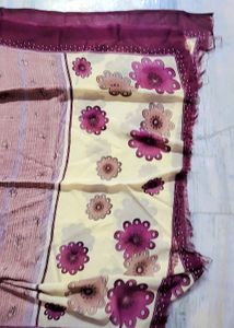 Flower Print Dupptta Plain Border In Cheap Price