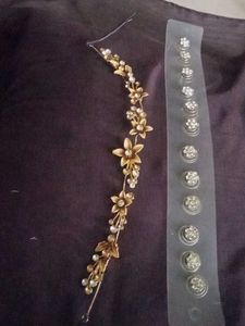 Gold Floral Hair Vine with Rhinestones
