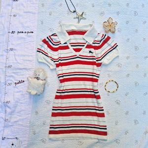 y2k polo fitted Striped top