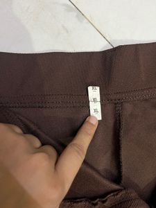Brown High-Waist Straight Fit Trousers