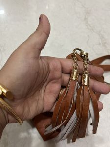 Leather Potli Bag With Tassels