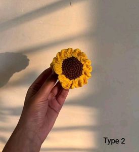 Cute Crochet Sunflower Hair Clips