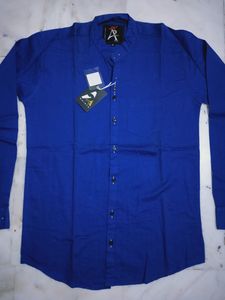 Cotton Shirt with Mandarin Collar