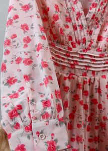Vintage Pink Floral Midi Dress