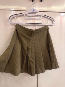 Olive Green Pleated Skirt