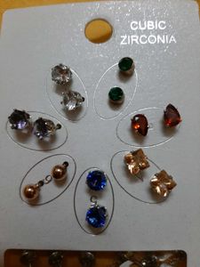Cubic Zirconia Stud &amp; Hoop Earring Set