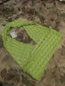 Lime Green Ruffle Halter Crop Top | Textured Y2K