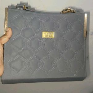 Gray Quilted Chain Bag