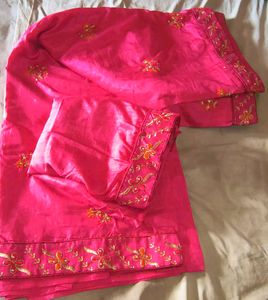 Vibrant Pink Embroidered Saree