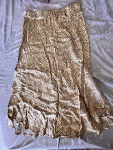 Gold Satin Midi Skirt