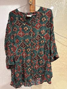Bohemian Print V-Neck Kurta with Pant