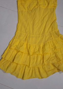 Yellow Strapless Tiered Dress