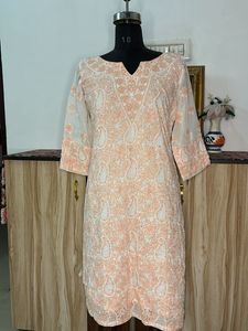 Beautiful Peach Chikankari Kurta