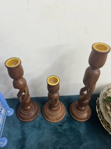 Wooden Candle Holders Set of 3