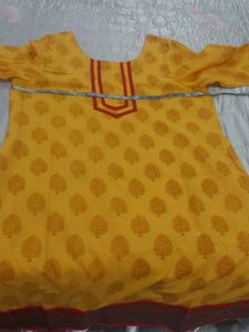 Yellow Printed Kurta