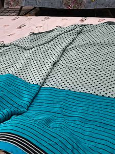 Blue Polka Dot  Saree