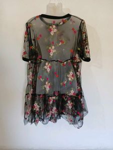 Chic Embroidered Mesh Dress