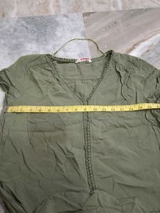 Olive Green V-Neck Tunic Top