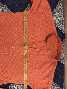 Peach and White Embroidered Kurta 350 each