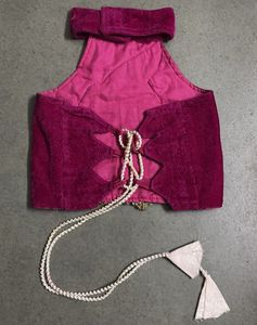 Embroidered Pink and White lehenga choli for kids