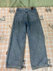 Washed Blue Wide Leg Jeans