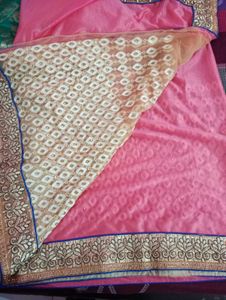 Elegant Pink And Golden Saree