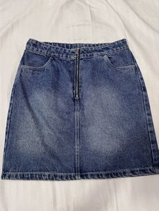 Denim Mini Skirt with Zipper