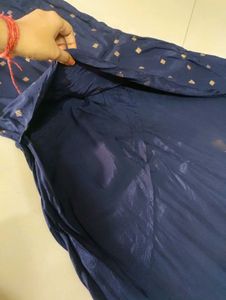 Elegant Navy Blue Kurta with Gold Print