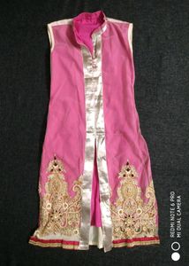 Pink & Gold Embroidered Indian Kurti