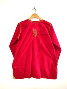 Ada Red Embroidered Tunic ( Women)
