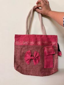 stylish pink jute tote bag