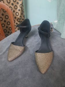 Taiwan Golden Black Slip-On Heels