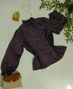 Elegant Purple Ruffle Neck Blouse💜✨