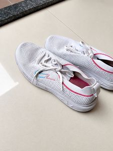 White  Sneakers with Pink &amp; Blue Accents