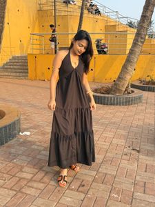 Elegant Black Halter Neck Maxi Dress