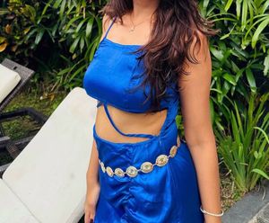 Blue Cutout Mini Dress