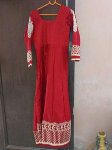 Navratri spl Red Embroidered Ethinic Gown