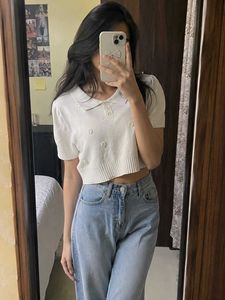 Korean Cute Collared Short Sleeve Top