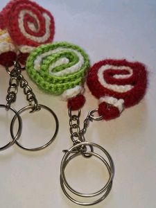 Crocheted Swiss Roll Keychains Set of 4