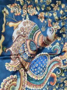 Blue Saree with Decorative Border