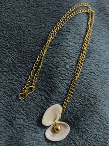 Unique Shell &amp; Gold Ball Pendant Necklace