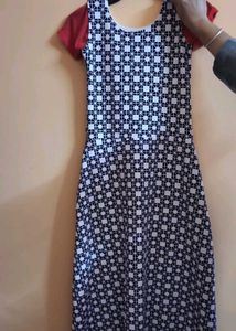 Stylish Printed Kurta with Red Underlay